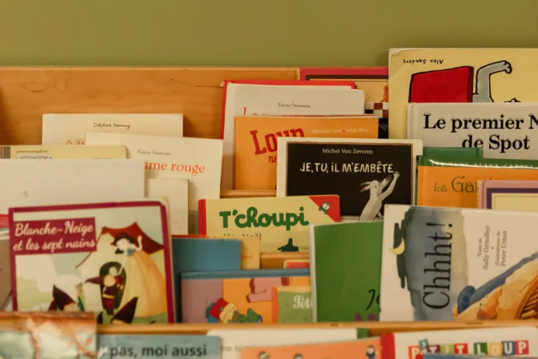 Shelf of French children's books