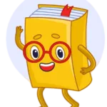 Cartoon book character wearing glasses