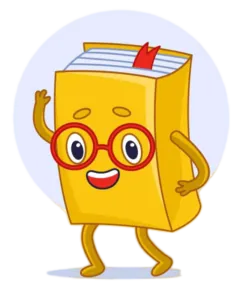 Cartoon book character wearing glasses