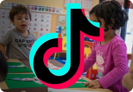 La Maternelle preschoolers creating crafts with TikTok icon