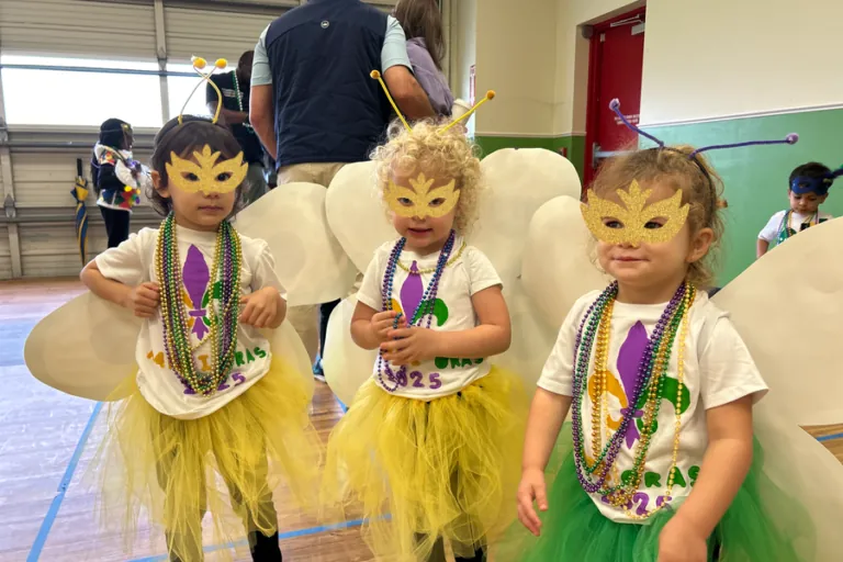 Children in butterfly costumes and masks for Carnival