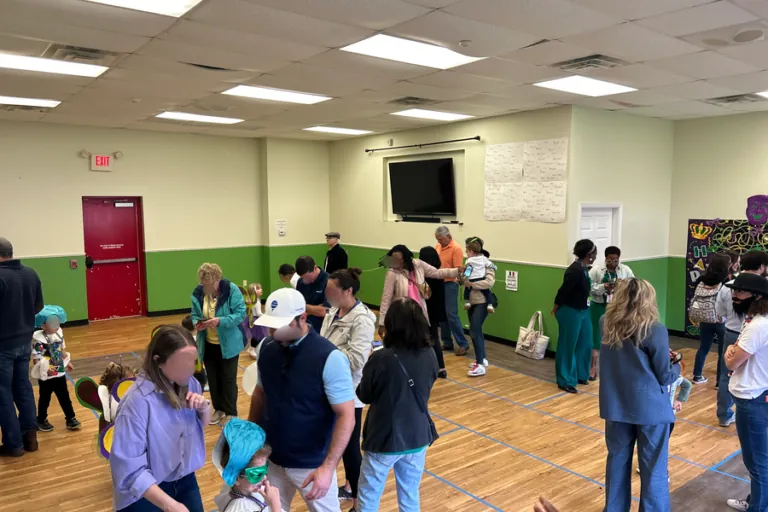 Families gathered in the school hall for the Carnival celebration