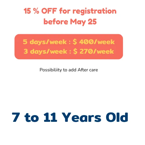 Tuition rates for children 7 to 11 years old, with after-care available